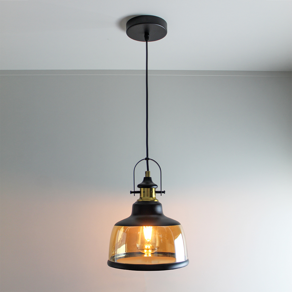 Pendente Soho Vintage - Vidro Âmbar com Preto